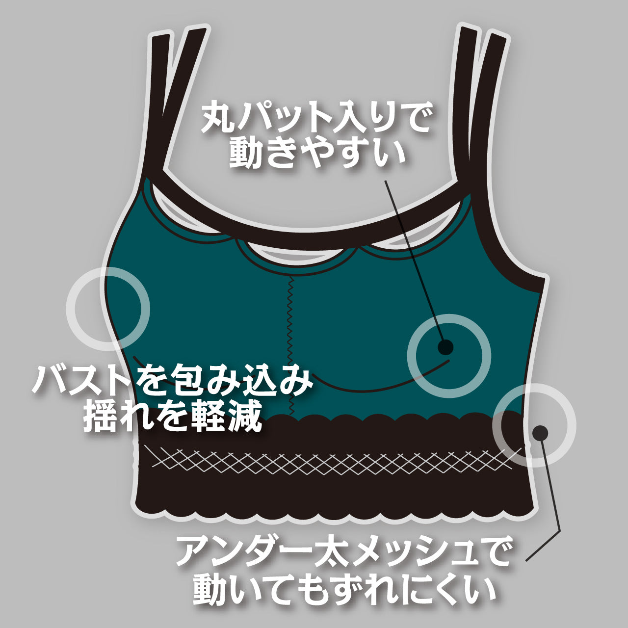 YOULOOK アクティブアンダーメッシュ ブラトップ