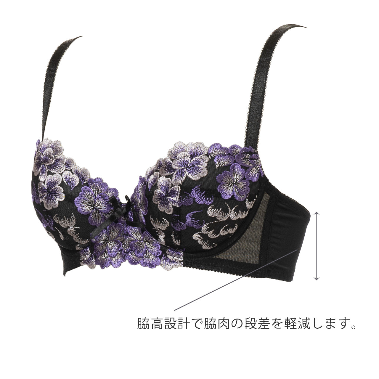 脇広幅アンダーで段差なし ワイヤーブラジャー シャルマン