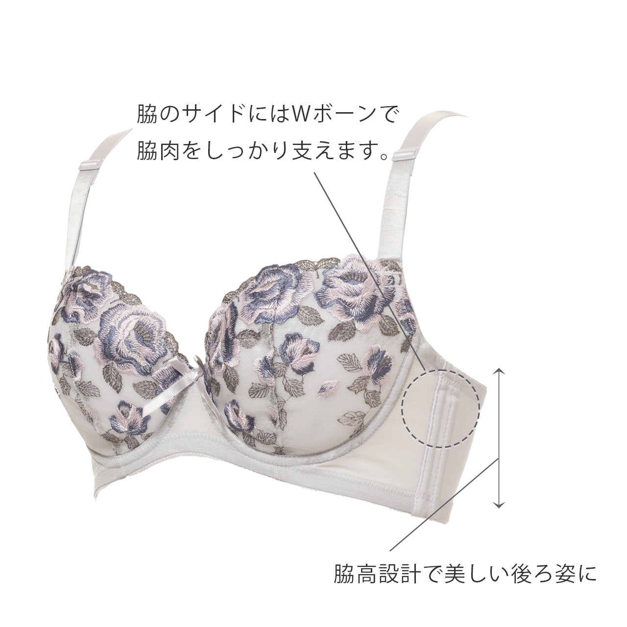 脇高&美背中グラマー ワイヤーブラジャー シャルマン