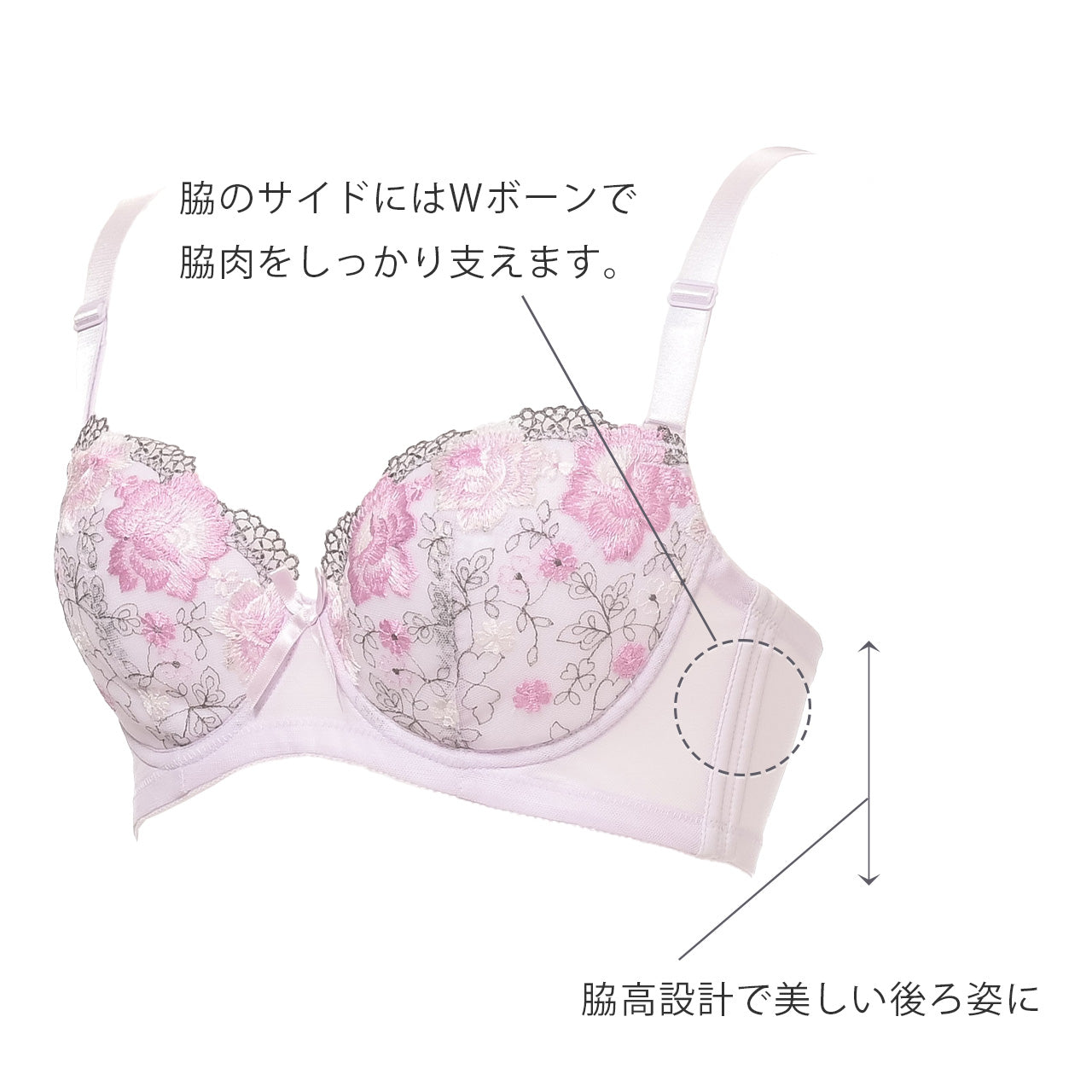 脇高&美背中グラマー ワイヤーブラジャー シャルマン