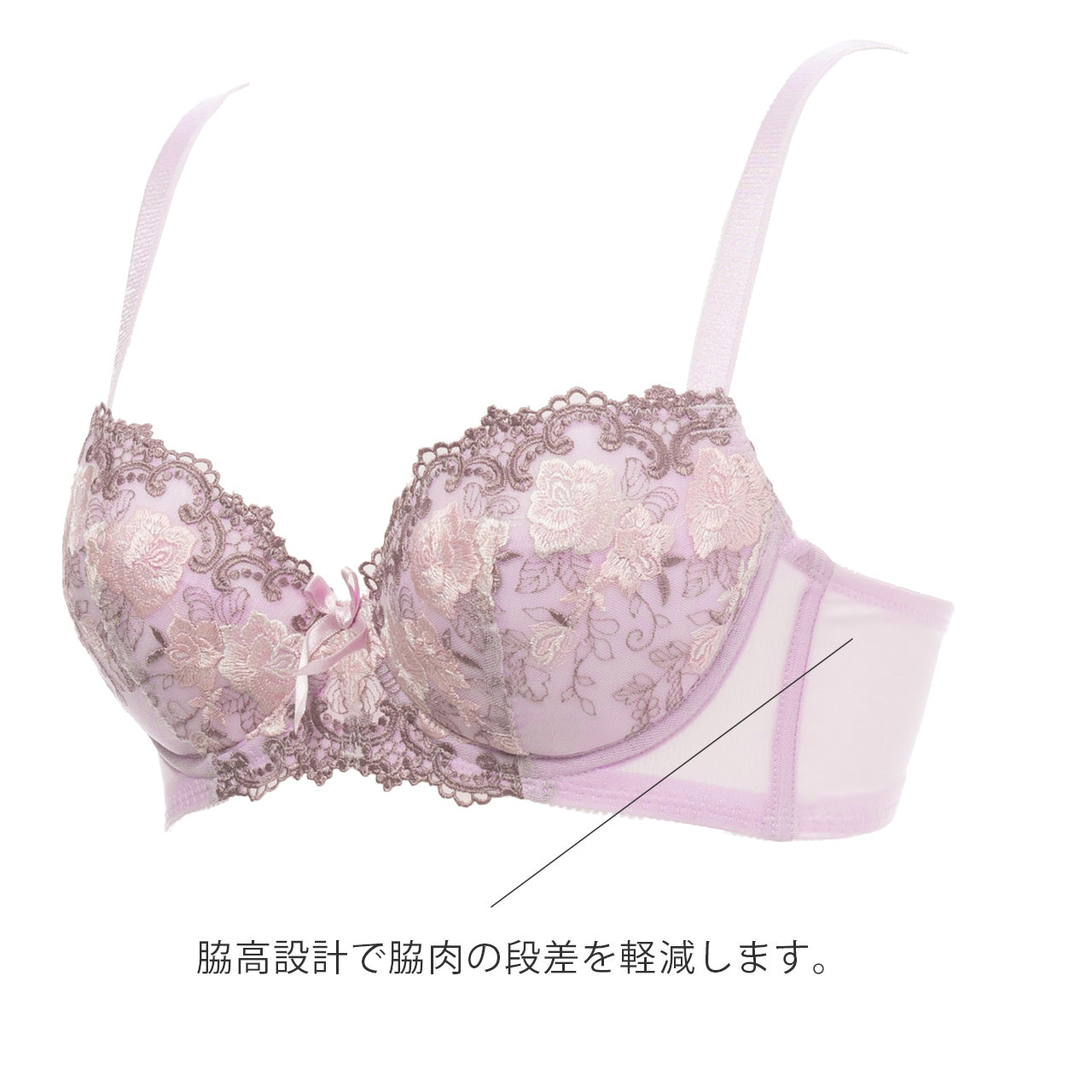脇広幅アンダーで段差なし ワイヤーブラジャー シャルマン