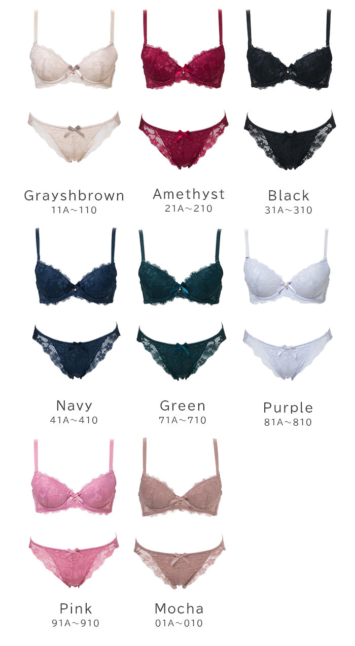 ソニアブラック アンティークフラワーレース ワイヤーブラジャー&ショーツセット(AAA・AAカップ)