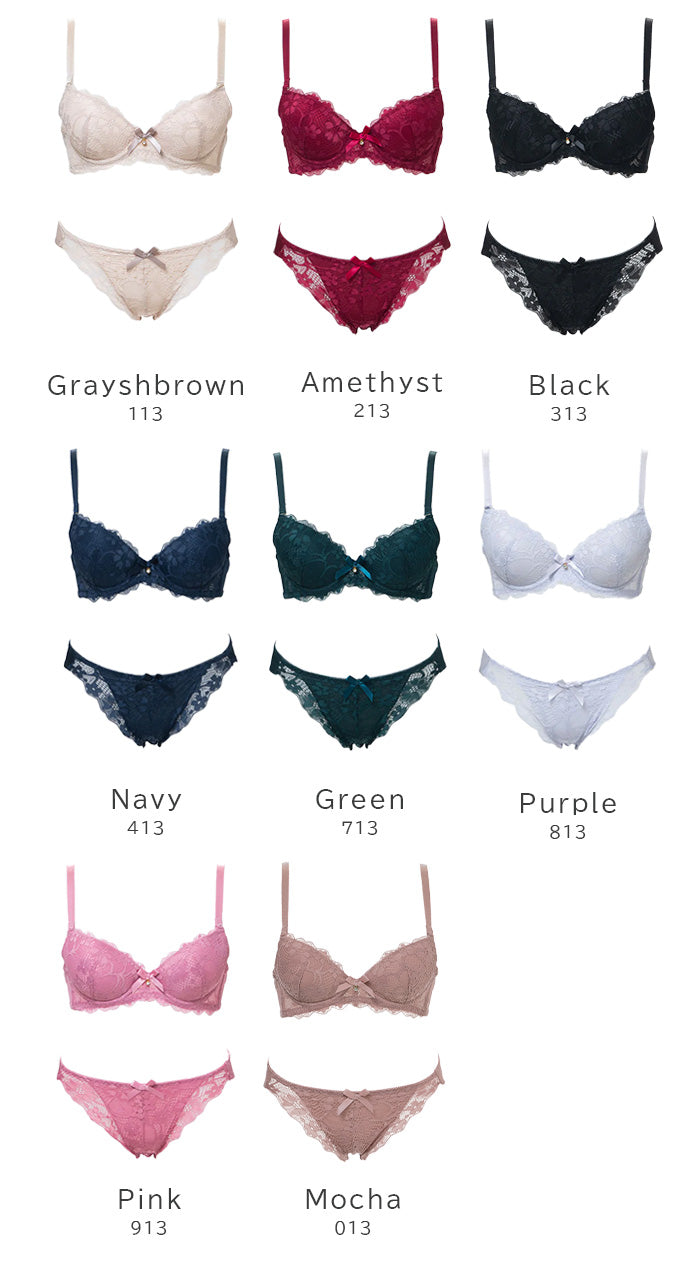 ソニアブラック アンティークフラワーレース ワイヤーブラジャー&ショーツセット(Cカップ)