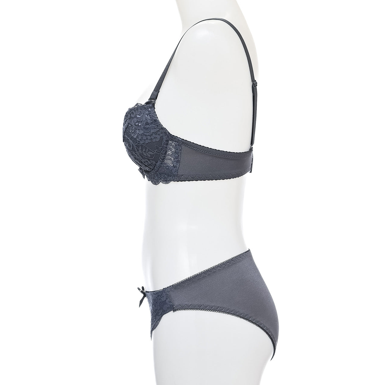 スカラップフラワーレース ワイヤーブラジャー&ショーツセット ソニアブラック(E・Fカップ)