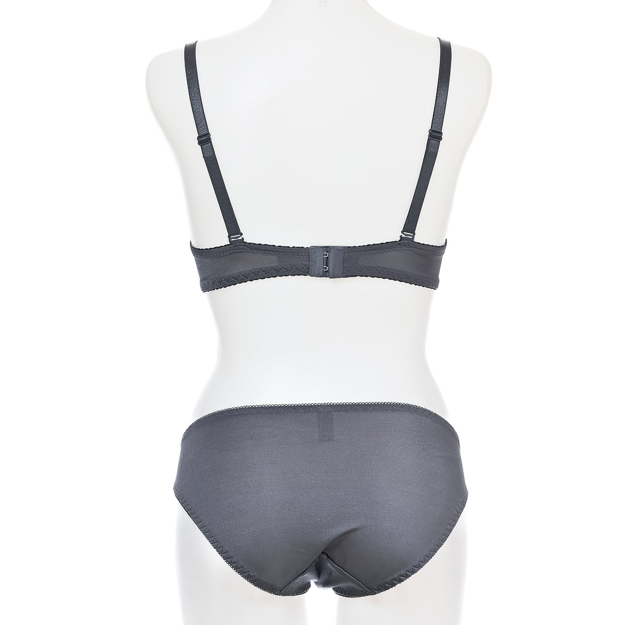 スカラップフラワーレース ワイヤーブラジャー&ショーツセット ソニアブラック(E・Fカップ)