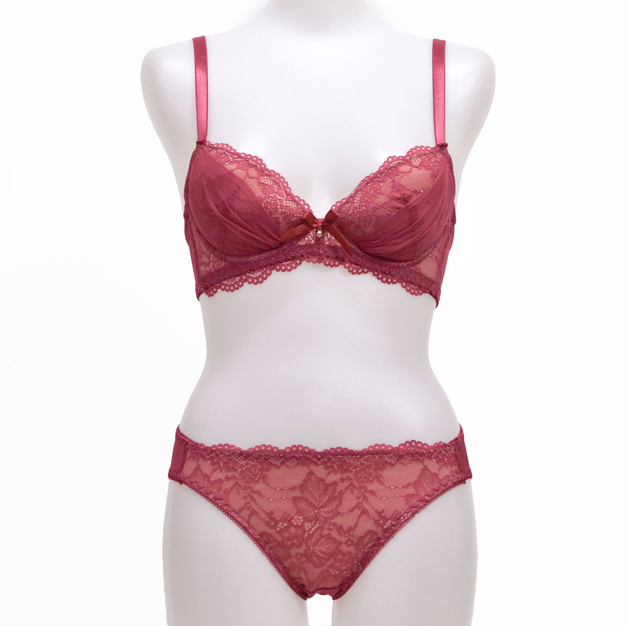 シアーレース ワイヤーブラジャー&ショーツセット ソニアブラック(AAA・AAカップ)