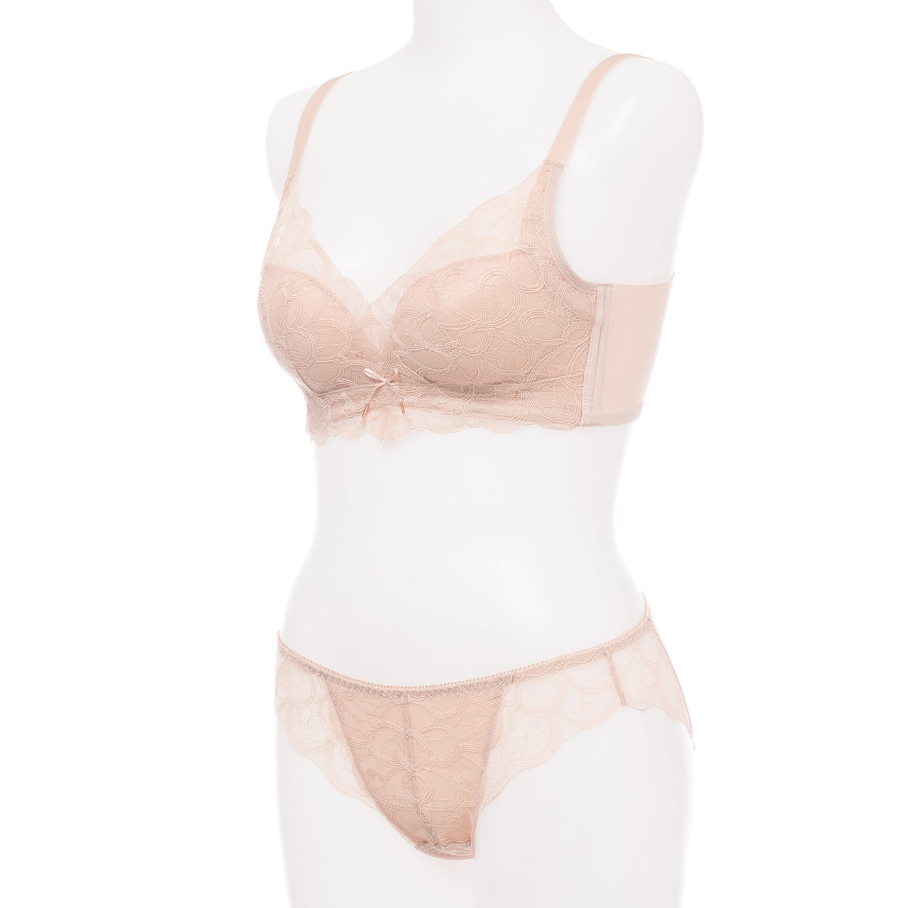ふわとろカップフラワーレース ノンワイヤーブラジャー&ショーツセット メルトココ