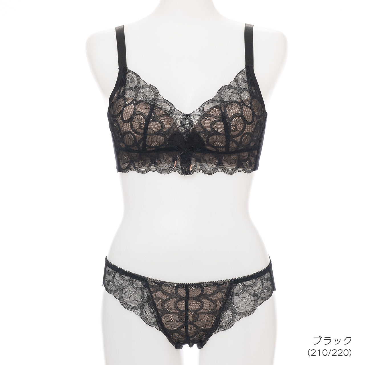 ふわとろカップフラワーレース ノンワイヤーブラジャー&ショーツセット メルトココ