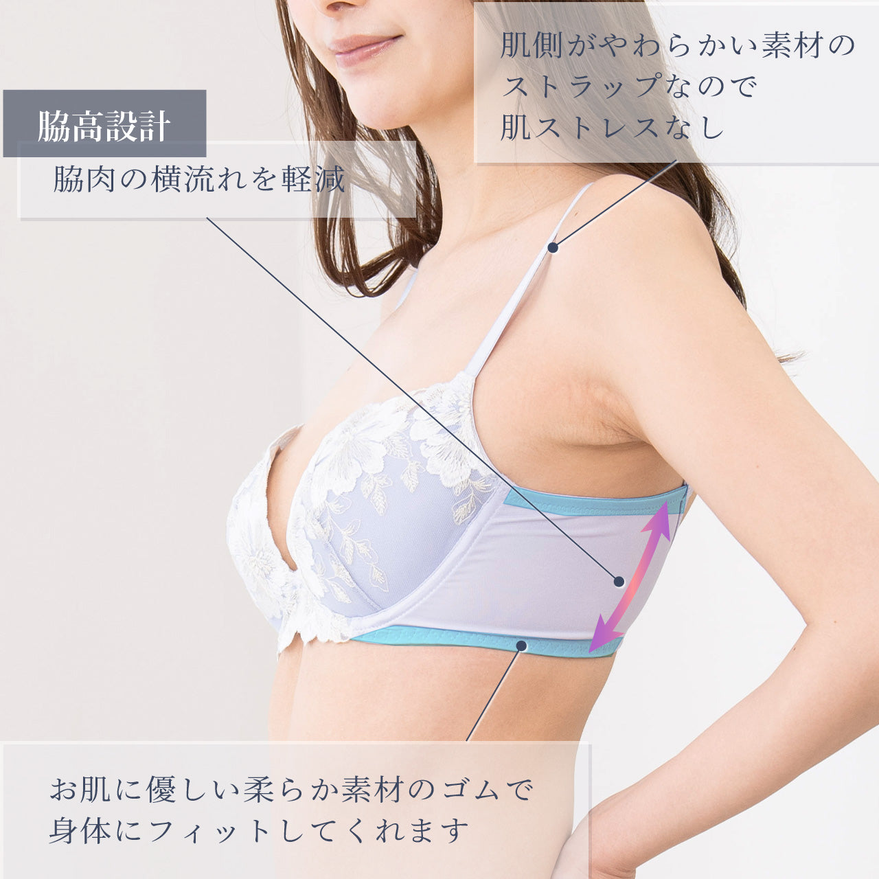 エアリーブラ ワイヤーブラジャー&ショーツセット ビューティアシスト