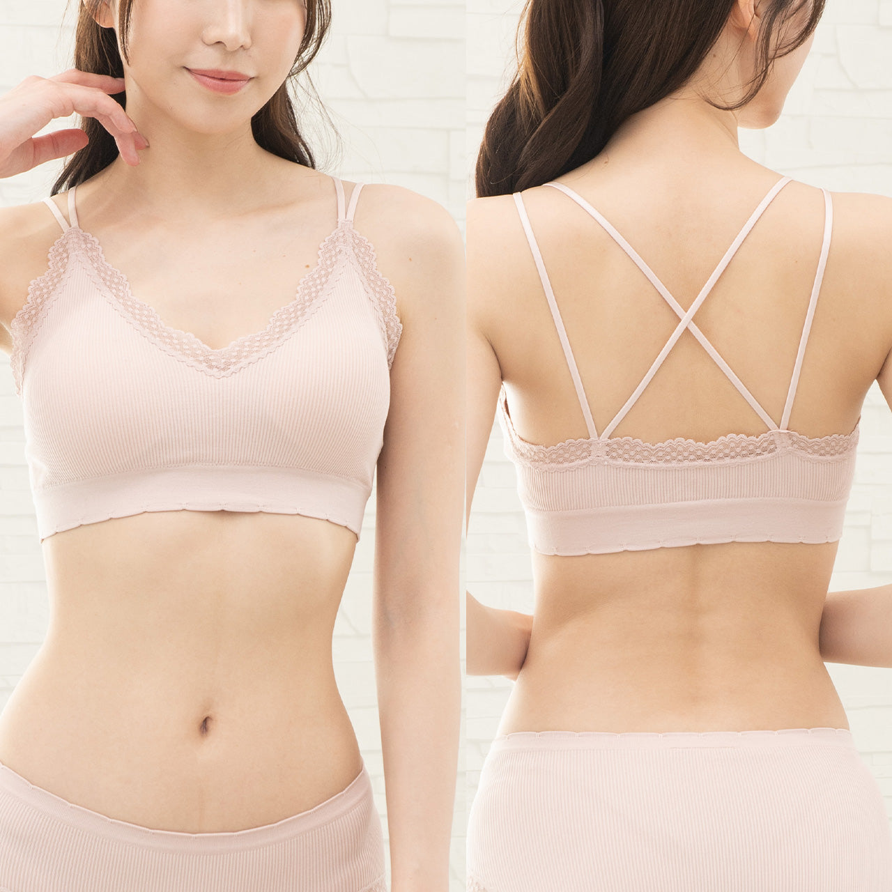 柔らかい着用感 バッククロスブラトップ リブ POFU