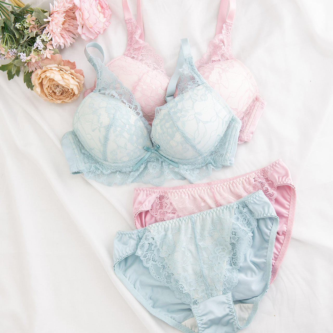 アリス ノンワイヤーブラジャー&ショーツセット ソニアブラック(S・M・L・LL・3L・4L・5L)