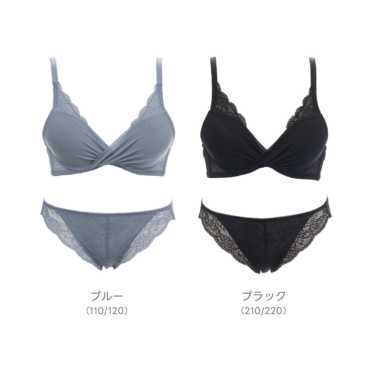 サラ ノンワイヤーブラジャー&ショーツセット ソニアブラック(S・M・L・LL・3L・4L・5L)