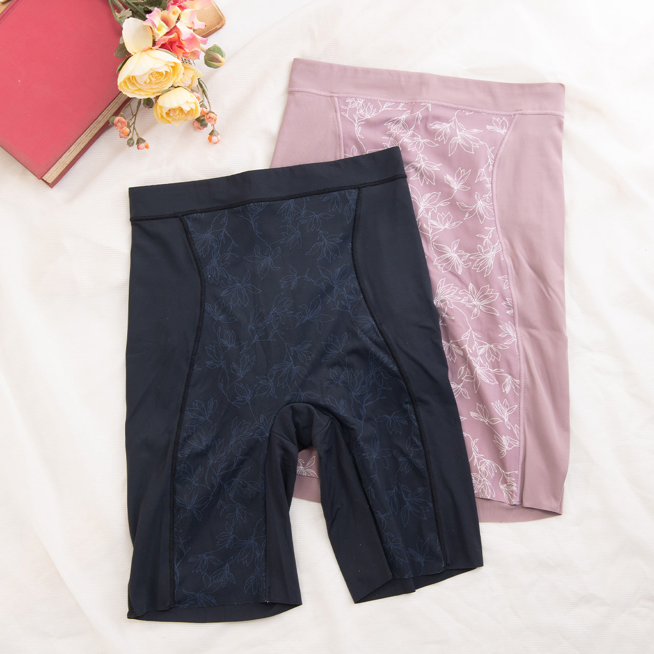 フラワープリント ロングガードル 瞬間ほそ見え