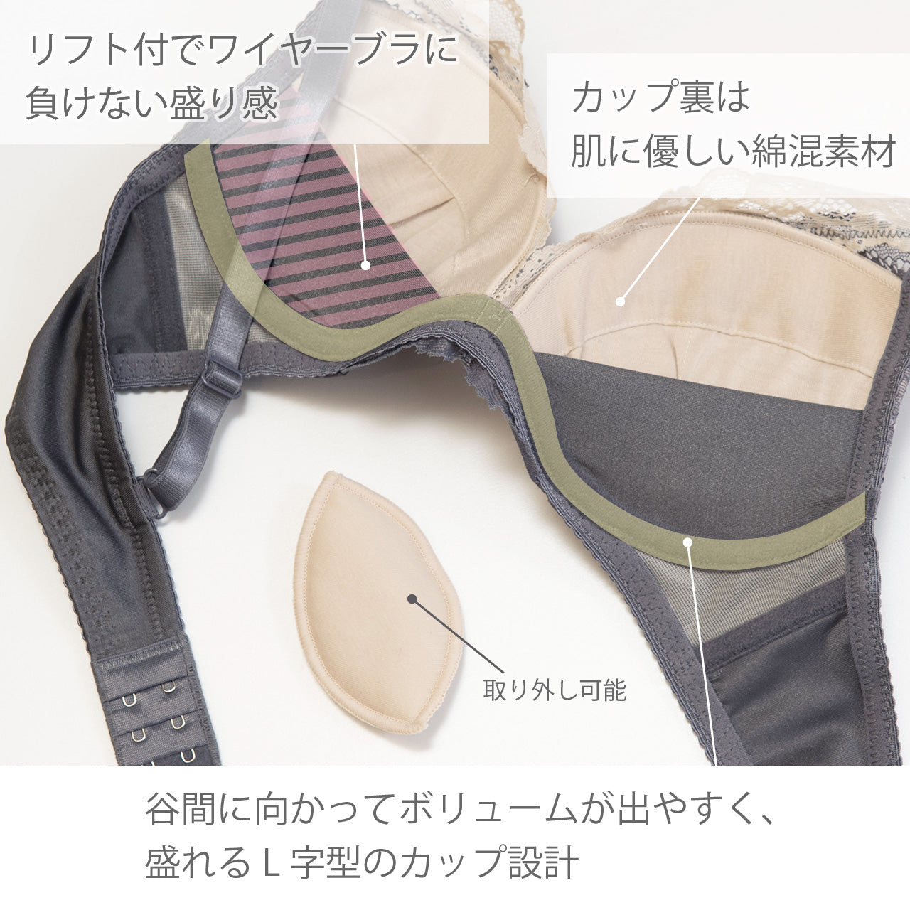 キャサリン ノンワイヤーブラジャー&ショーツセット ソニアブラック(S・M・L・LL・3L・4L・5L・LLG・3LG・4LG)