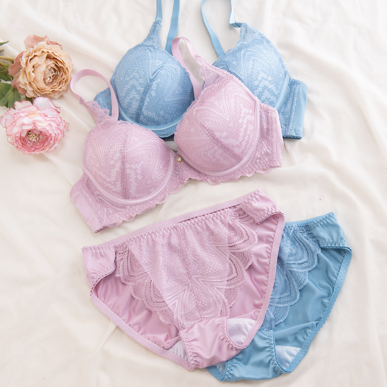 エイミー ノンワイヤーブラジャー&ショーツセット ソニアブラック(S・M・L・LL・3L・4L・5L・LLG・3LG・4LG)