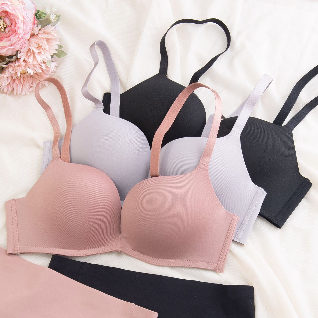 自胸美盛ブラ L字ノンワイヤーシームレスブラジャー
