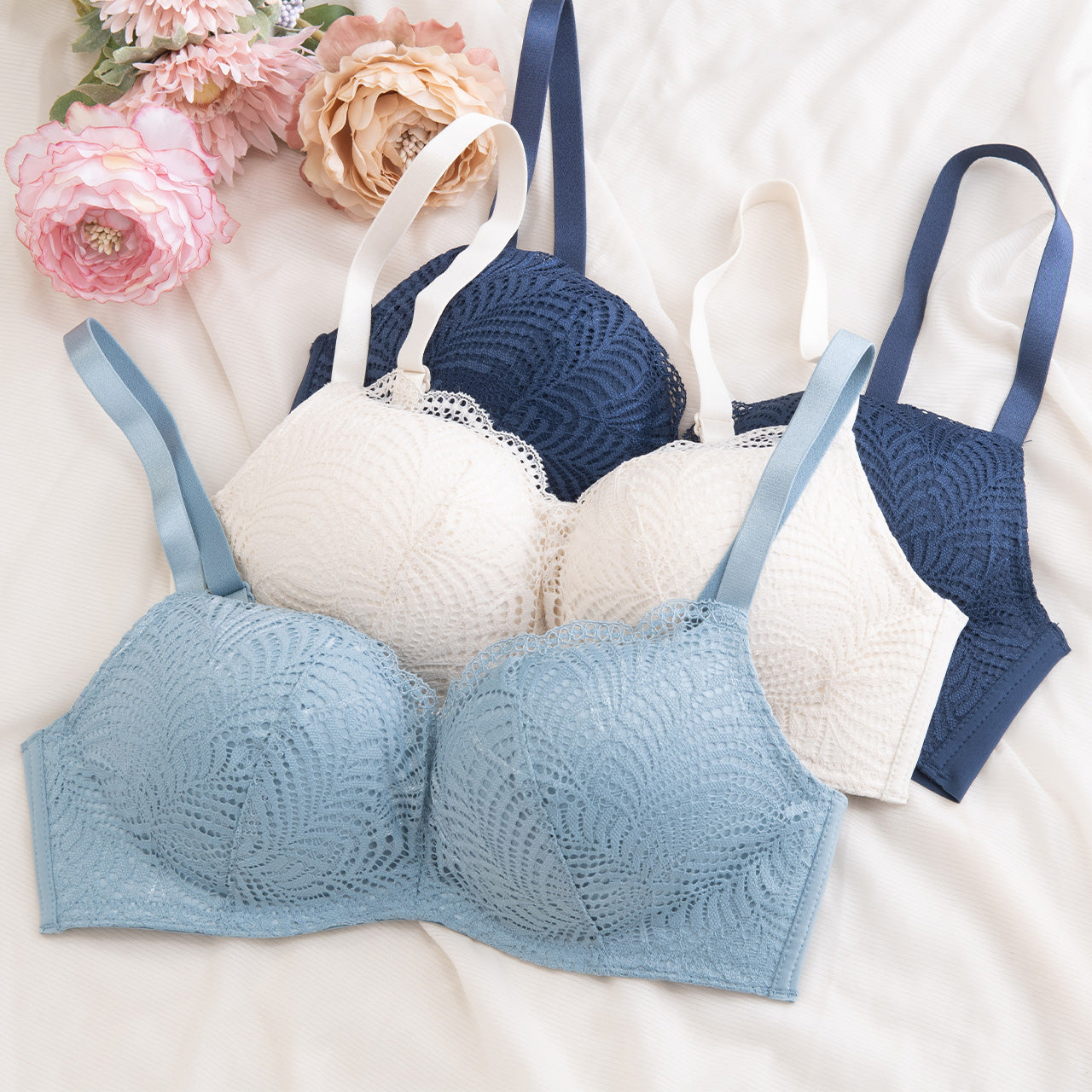 自胸美盛 L字ノンワイヤーブラジャー レース