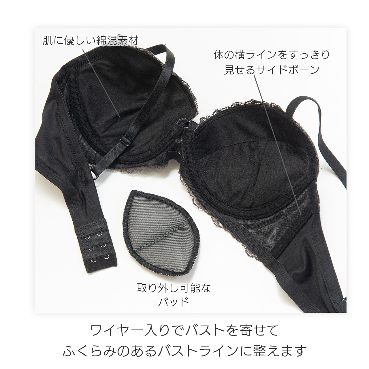 ヘーゼル ワイヤーブラジャー&ショーツセット ソニアブラック(AAA・AAカップ)