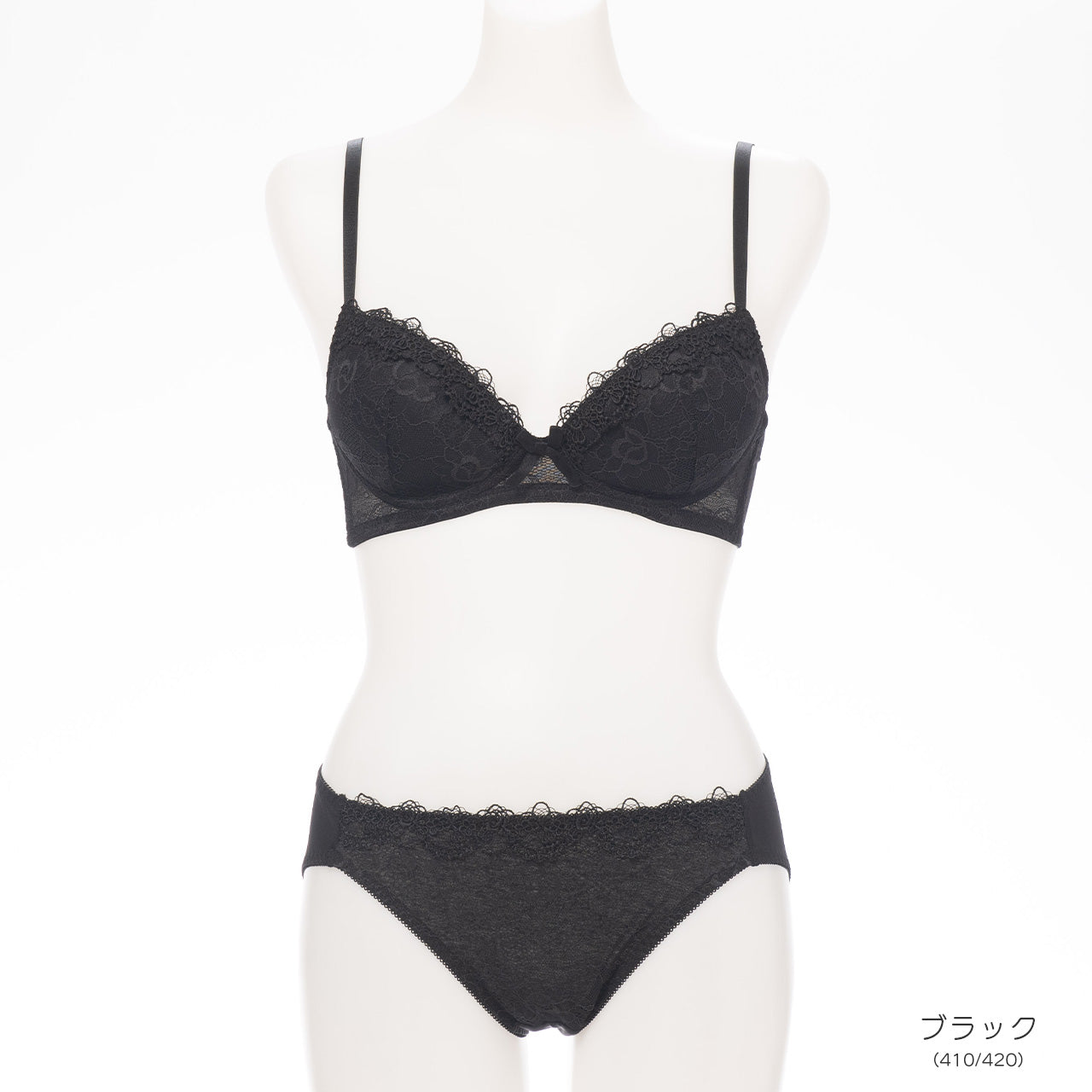 ルーナ ノンワイヤーブラジャー&ショーツセット ソニアブラック(S・M・L・LL・3L・4L・5L)