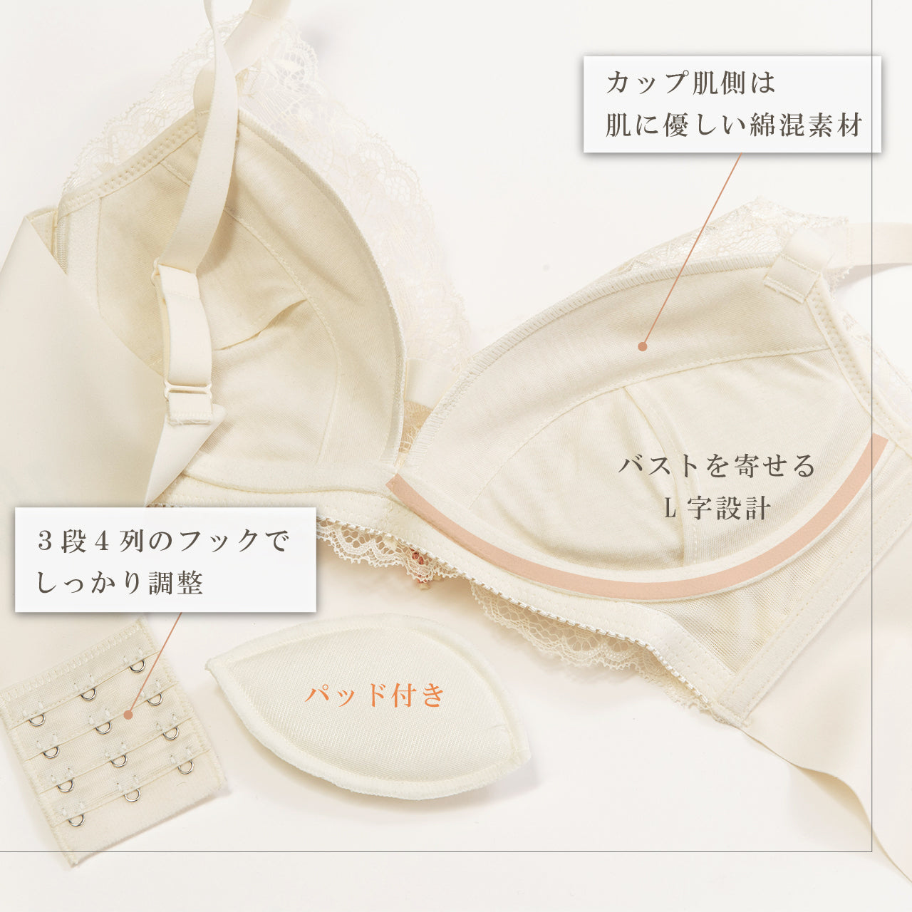 ふわとろカップ カシュクールレース ノンワイヤーブラジャー&ショーツセット メルトココ