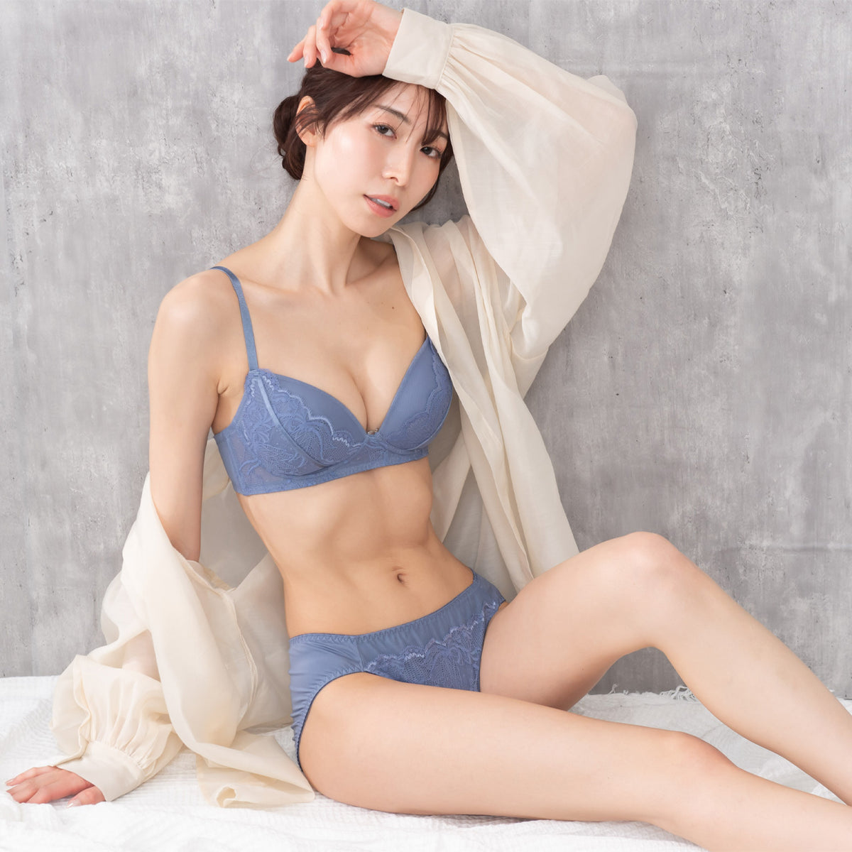 ニナ ふんわり盛り ノンワイヤーブラジャー&ショーツセット ソニアブラック(S・M・L・LL・3L・4L・5L)
