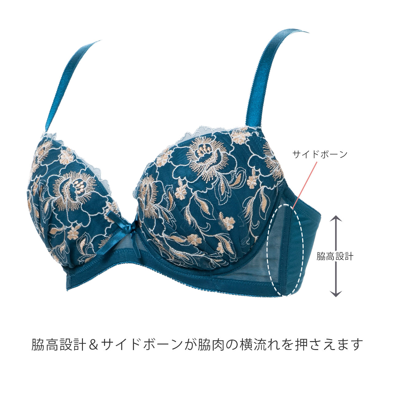 バスト横流れ防止グラマー ワイヤーブラジャー