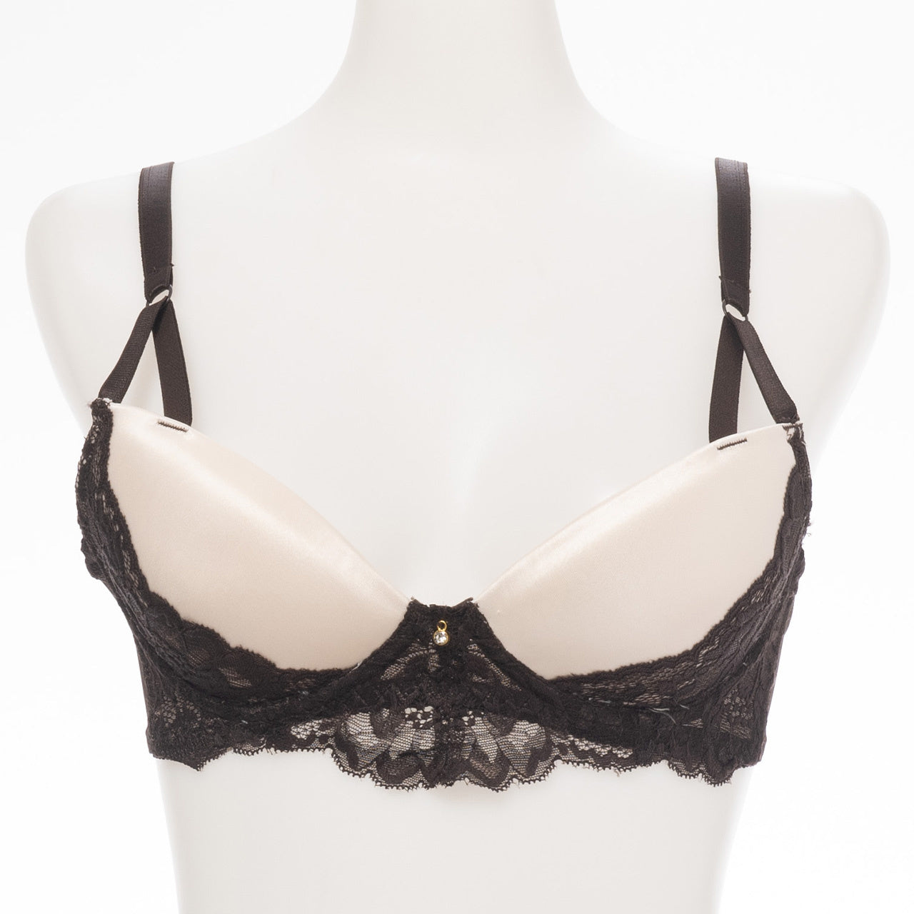 Alper オパール Alperios オパリオス サテンバイカラーレースブラ ノンワイヤーブラジャー