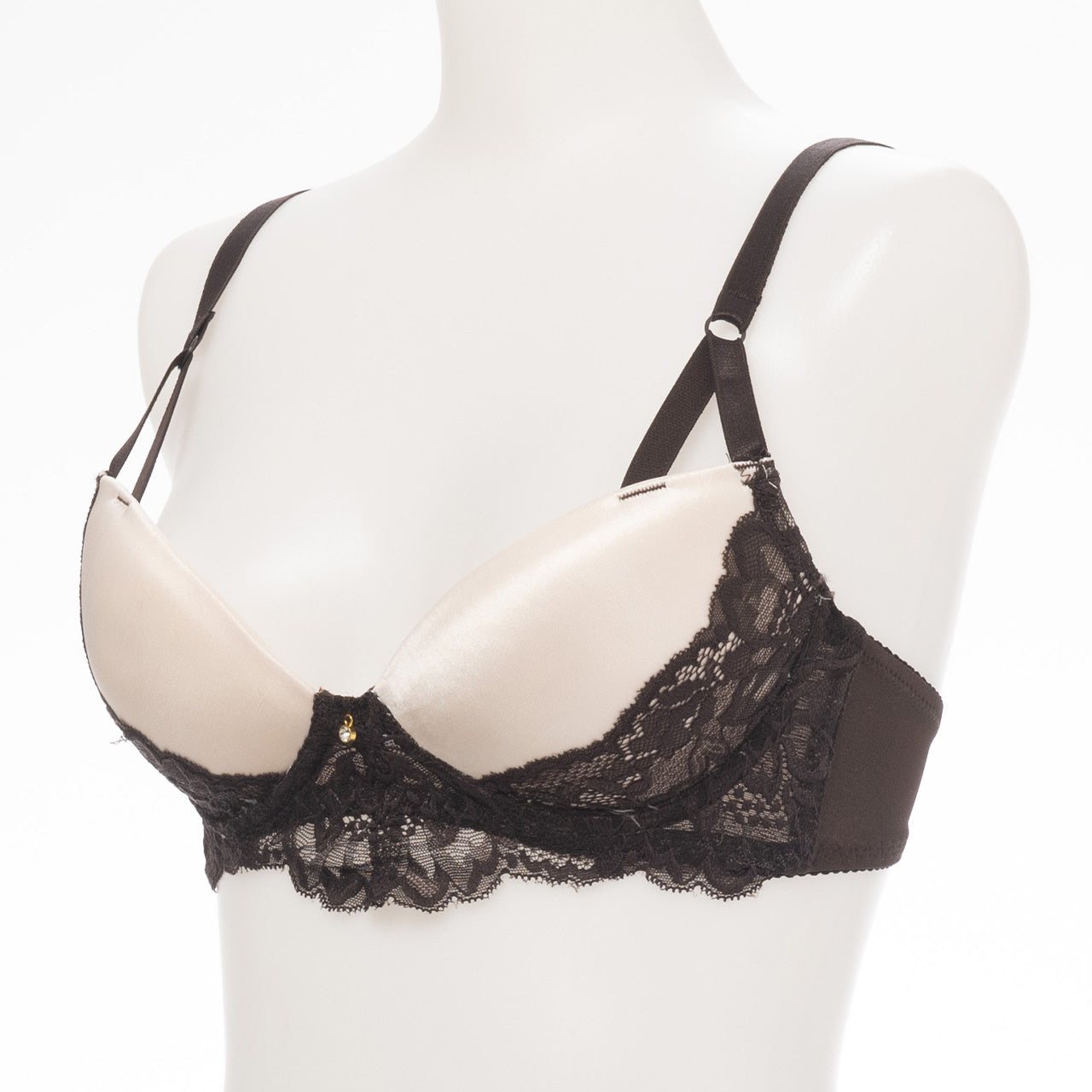 Alper オパール Alperios オパリオス サテンバイカラーレースブラ ノンワイヤーブラジャー