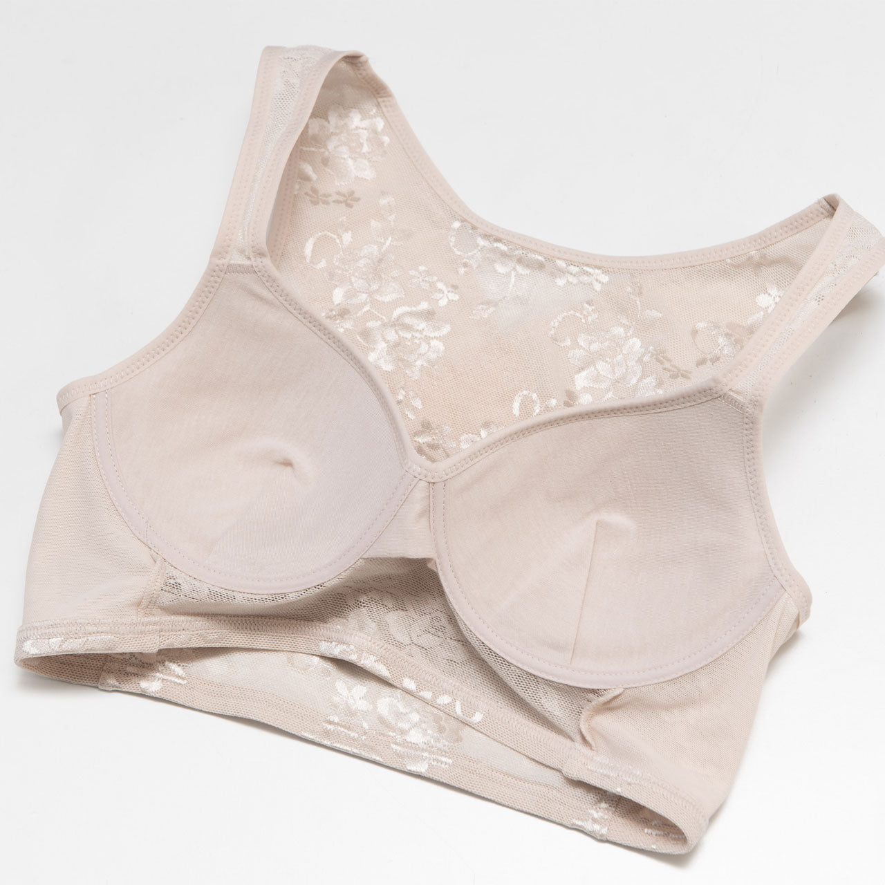 猫背補正 肩甲骨押さえ美姿勢ノンワイヤーハーフトップ(花柄) ブライトマッチ