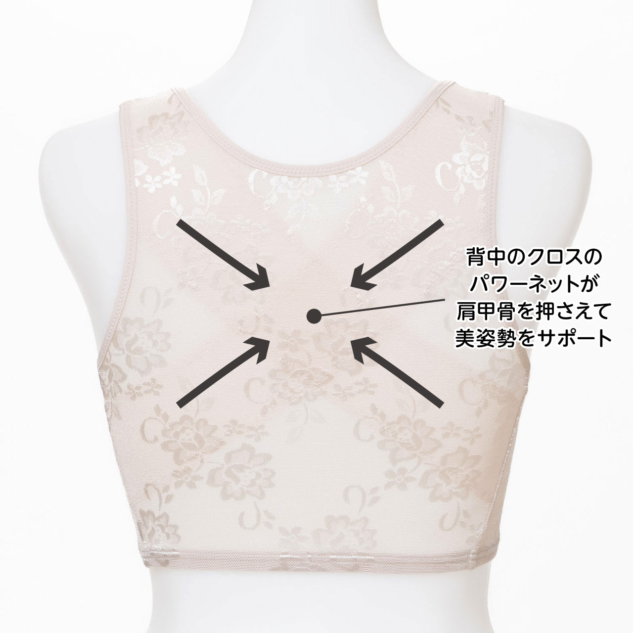 猫背補正 肩甲骨押さえ美姿勢ノンワイヤーハーフトップ(花柄) ブライトマッチ