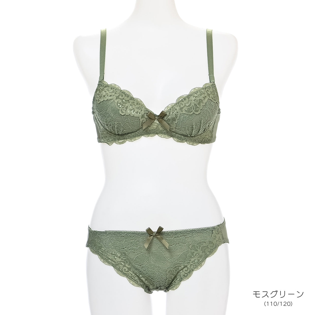 スカラップフラワーレース　ノンワイヤーブラジャー＆ショーツセット（S・M・L・LL・3L・4L・5L）　ソニアブラック