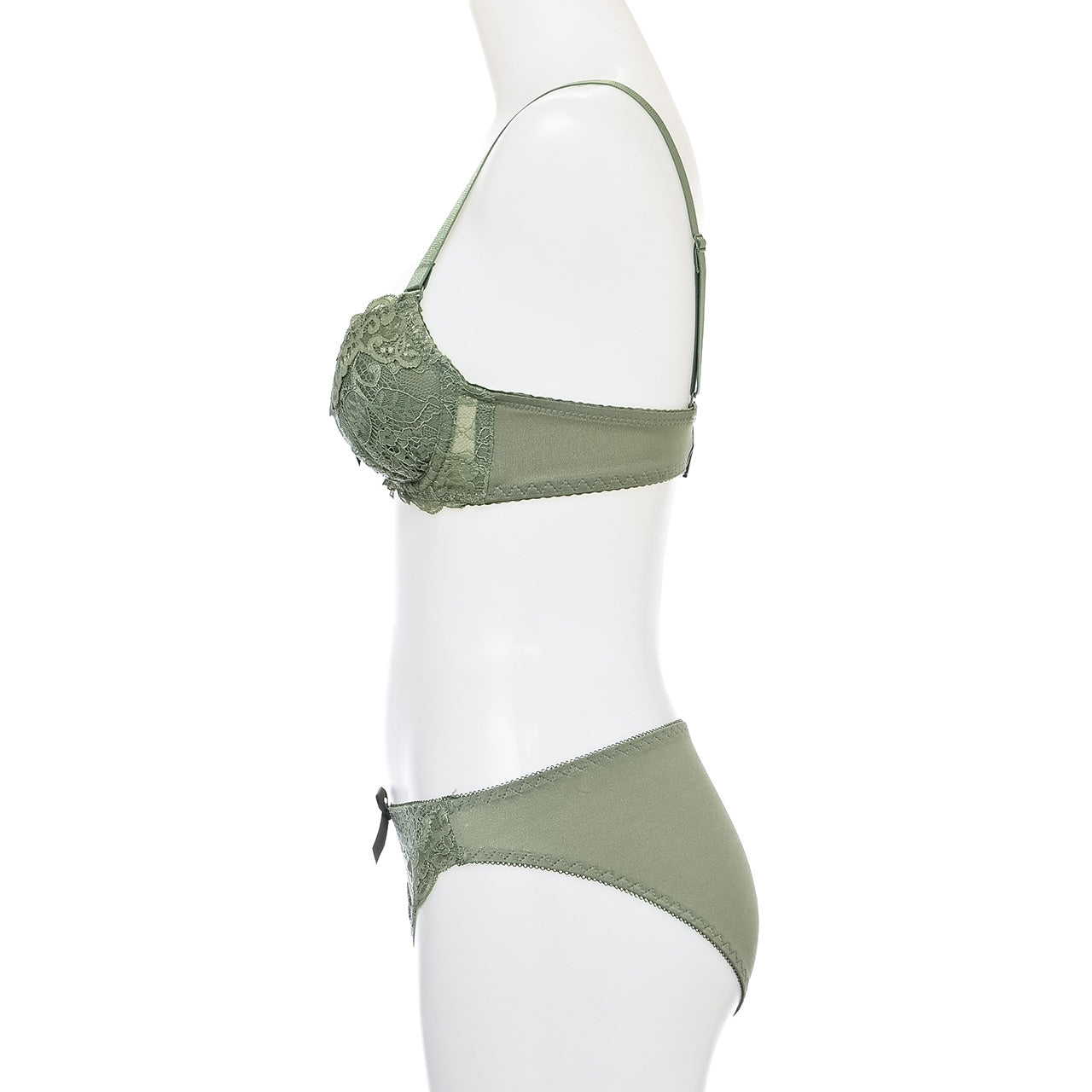 スカラップフラワーレース　ノンワイヤーブラジャー＆ショーツセット（S・M・L・LL・3L・4L・5L）　ソニアブラック