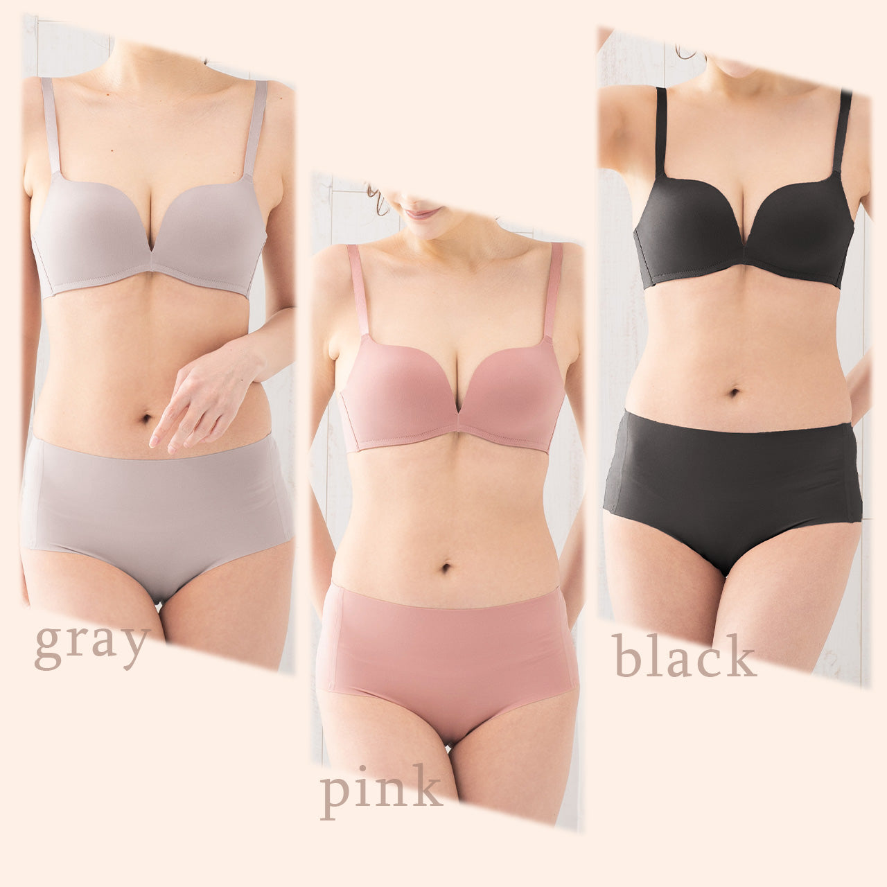 自胸美盛ブラ　Ｌ字ノンワイヤーシームレスブラジャー