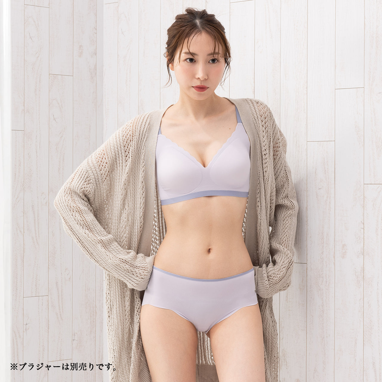 シームレスフィット　バイカラースカラップ　ペアショーツ　POFU