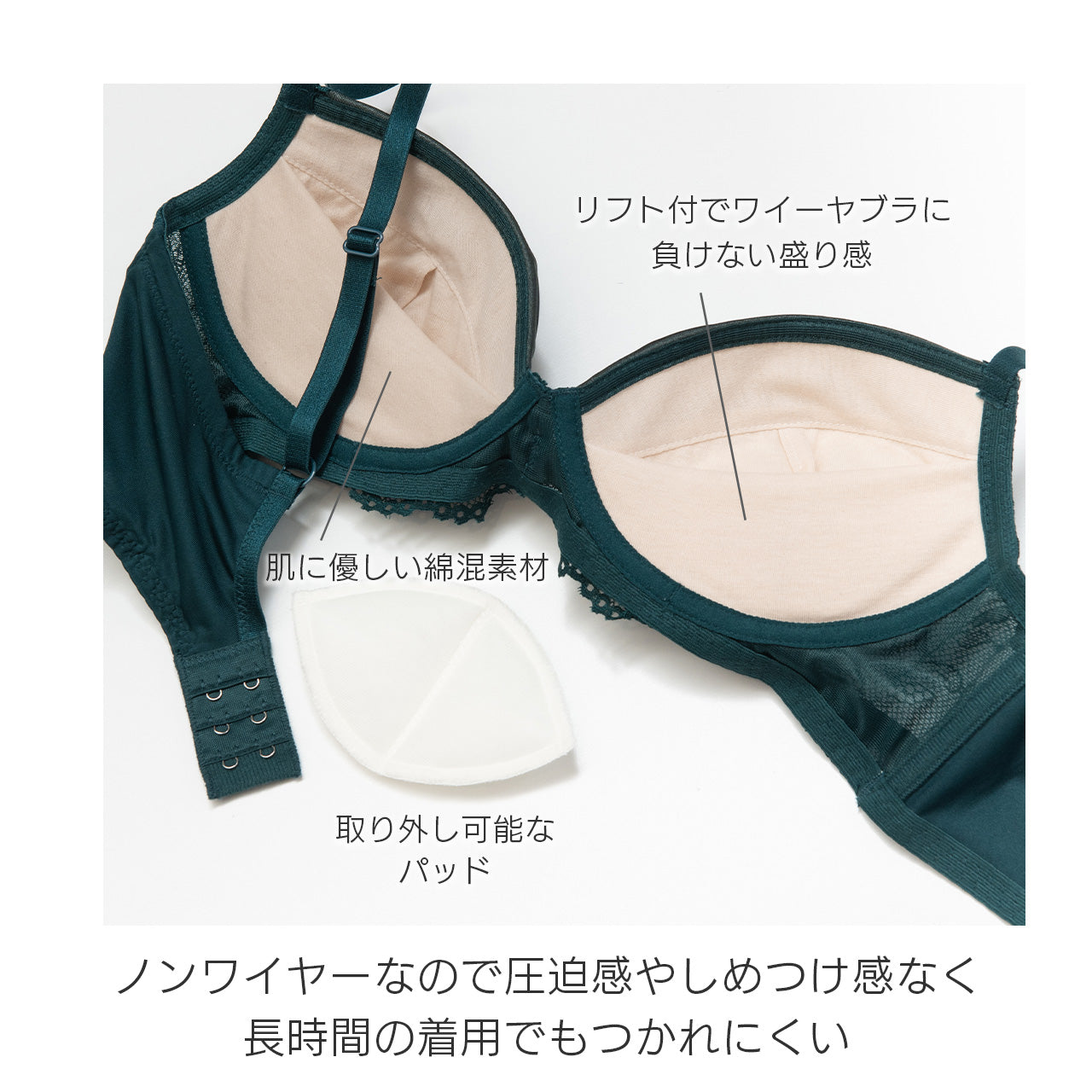 セレーナ　ノンワイヤーブラジャー＆ショーツセット　ソニアブラック（S・M・L・LL・3L・4L・5L）