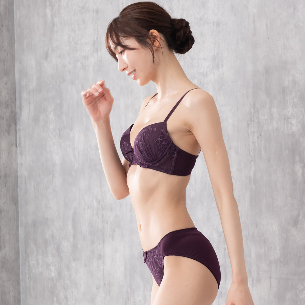 アナスタシア　ふんわり盛り　ノンワイヤーブラジャー＆ショーツセット　ソニアブラック（M・L・LL・3L）