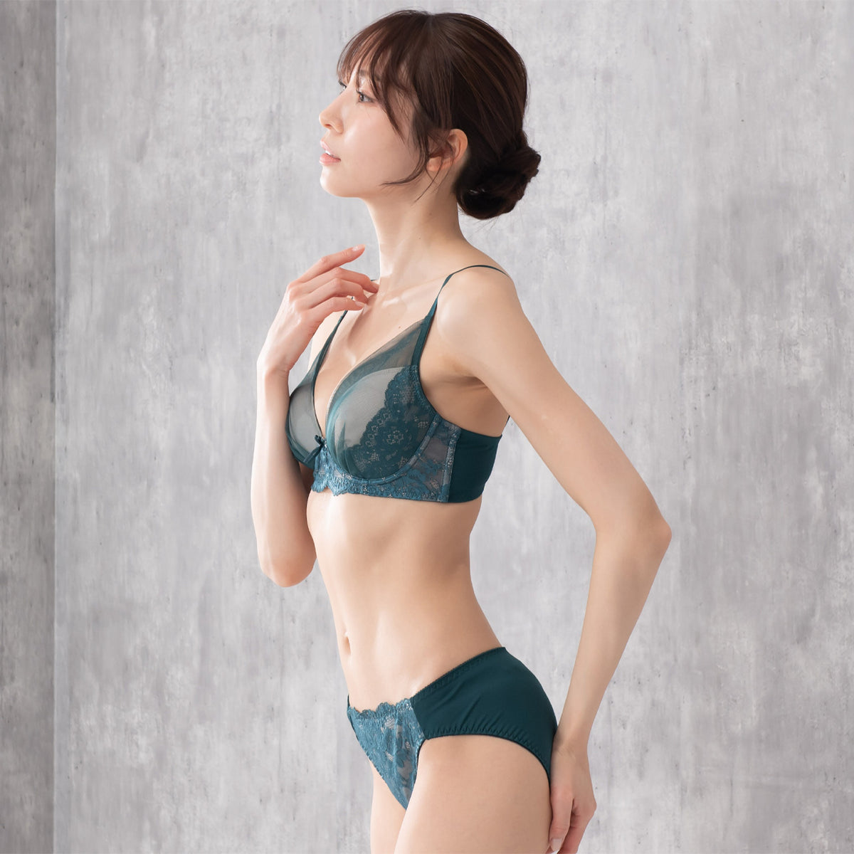 ジェーン　ふんわり盛り　ノンワイヤーブラジャー＆ショーツセット　ソニアブラック（S・M・L・LL・3L・4L・5L）